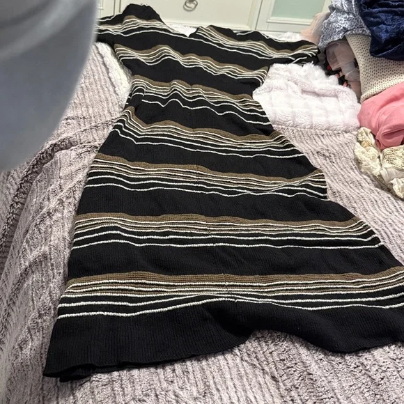 Theory Black and Brown Striped Dress - Picture 3 of 4